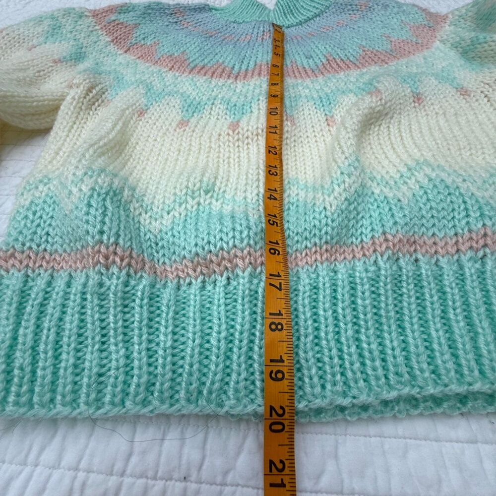Vintage Hand Knit Fair Isle Sweater | Pastel Chunky Korean Knit Jumper - Picture 8 of 10